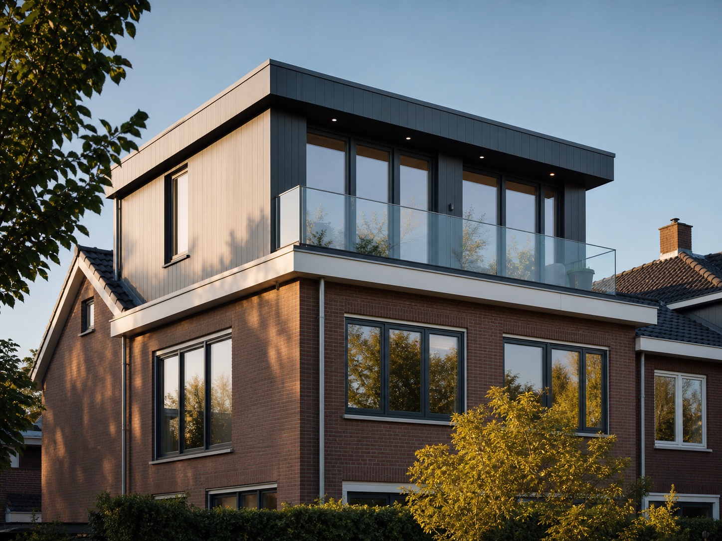 Dakopbouw op een moderne woning